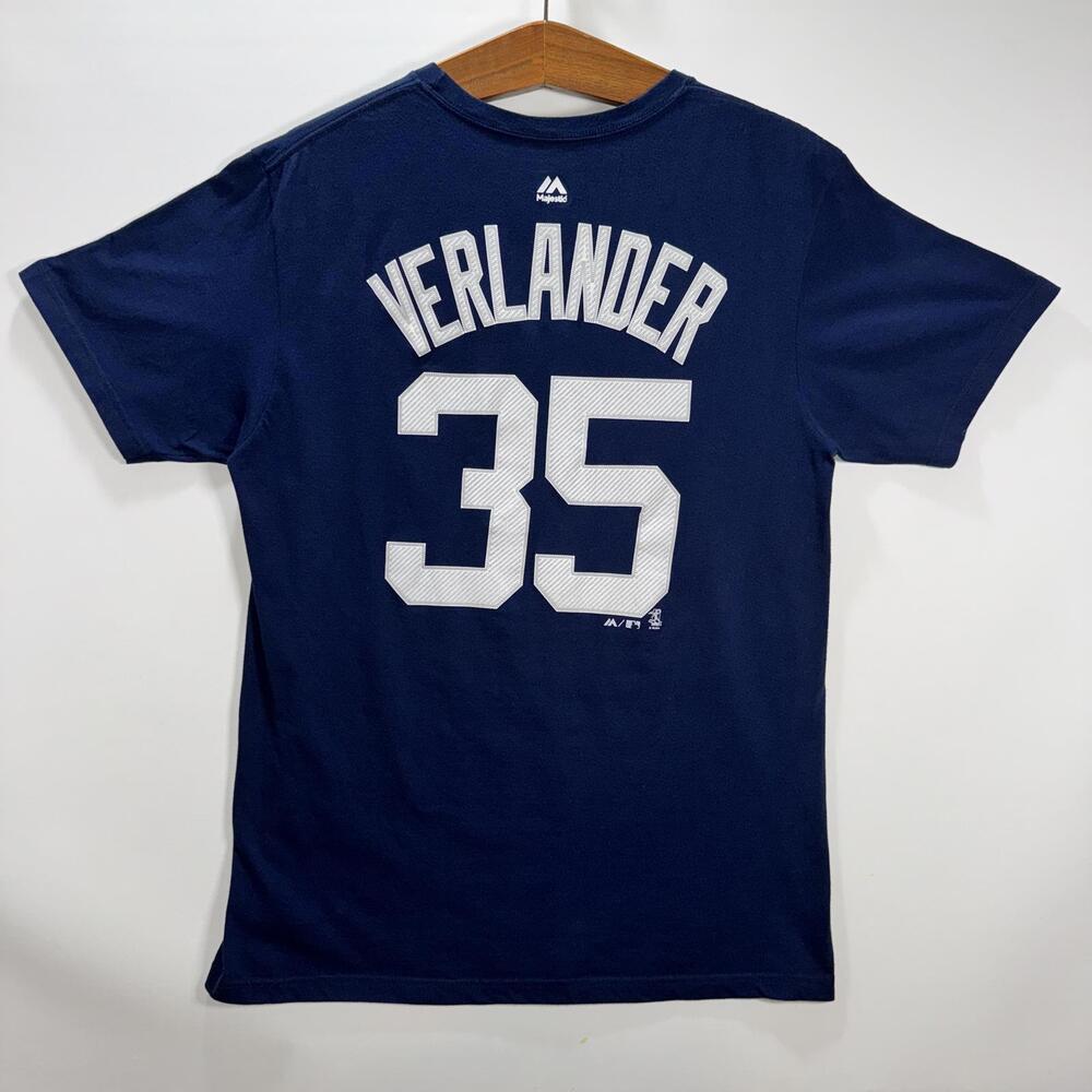Majestic Detroit Tigers Justin Verlander #35 Navy Blue Player Shirsey - L
